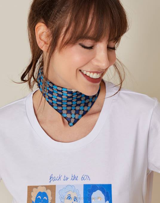 Manila Grace ملحق نحيف حليب ابيض وشاح مربع من نسيج التويل الفيسكوز المنقط Z2TJ620