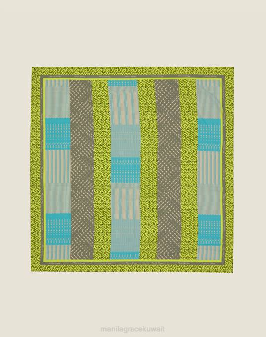 Manila Grace ملحق نحيف الأخضر الحمضي وشاح شيفون مربع Z2TJ622