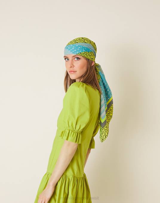 Manila Grace ملحق نحيف الأخضر الحمضي وشاح شيفون مربع Z2TJ622