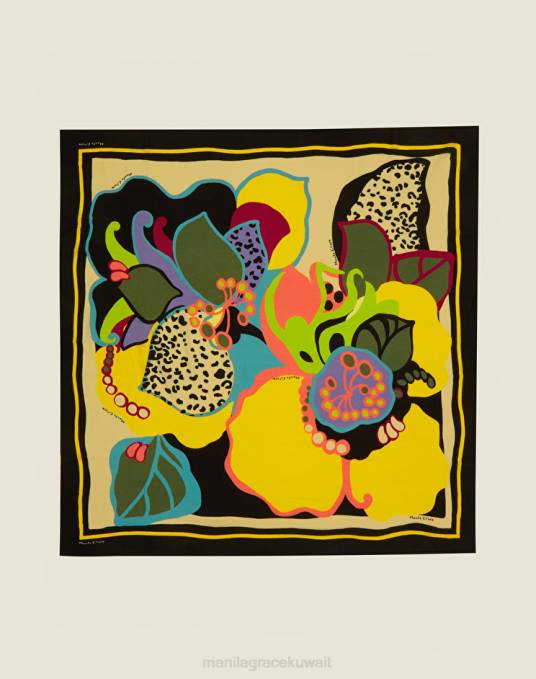 Manila Grace ملحق نحيف أصفر وشاح بطبعة زهور من الفوال الفيسكوز Z2TJ623