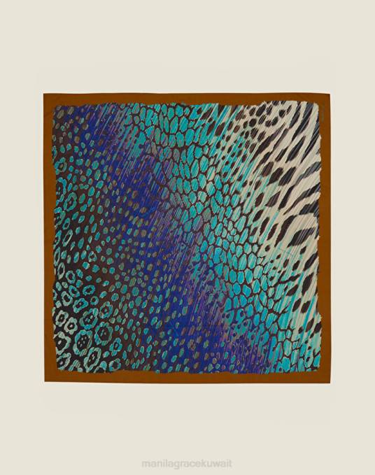 Manila Grace ملحق نحيف التبغ البني وشاح شيفون مربع Z2TJ624