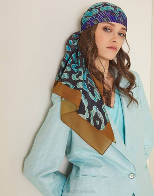 Manila Grace ملحق نحيف التبغ البني وشاح شيفون مربع Z2TJ624