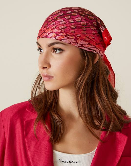 Manila Grace ملحق نحيف أحمر وشاح صغير مطبوع من نسيج التويل الفيسكوز Z2TJ627