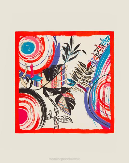 Manila Grace ملحق نحيف البرتقالي وشاح مطبوع من الفوال الفيسكوز Z2TJ628