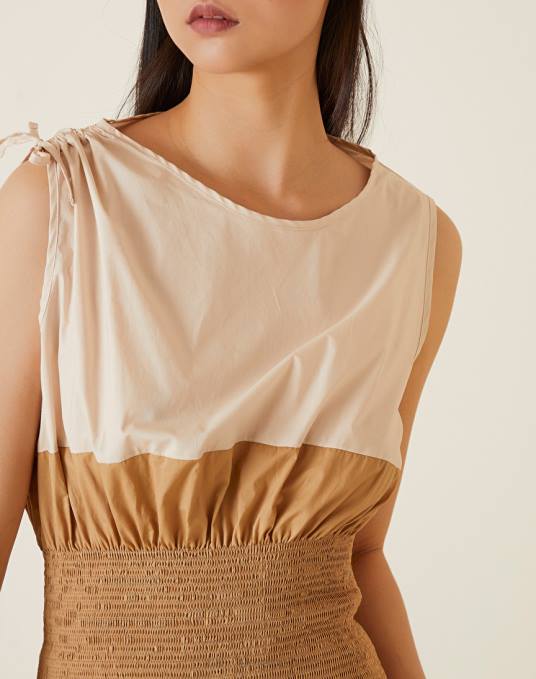 Manila Grace ملابس نحيف رملي/كاكي/أسود فستان جيرسي طويل Z2TJ62