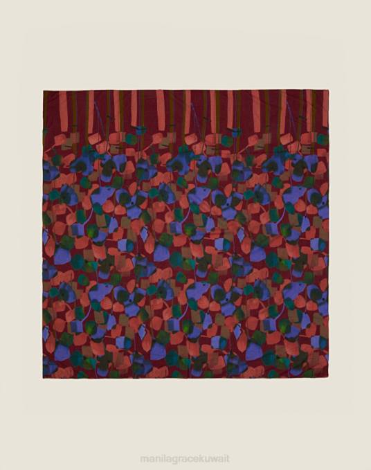 Manila Grace ملحق نحيف الكوبية وشاح مربع من الفوال مزين بطبعات زهور ملونة Z2TJ633