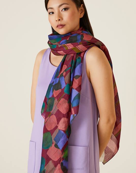 Manila Grace ملحق نحيف الكوبية وشاح مربع من الفوال مزين بطبعات زهور ملونة Z2TJ633