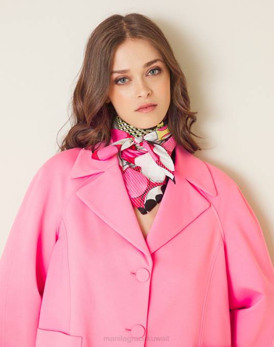 Manila Grace ملحق نحيف أحمر فولار مطبوع بنسيج قطني طويل Z2TJ636