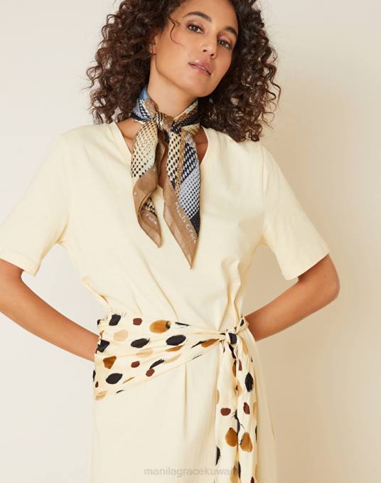 Manila Grace ملحق نحيف أسود وشاح من نسيج التويل الفيسكوز مع طباعة مرقعة Z2TJ637