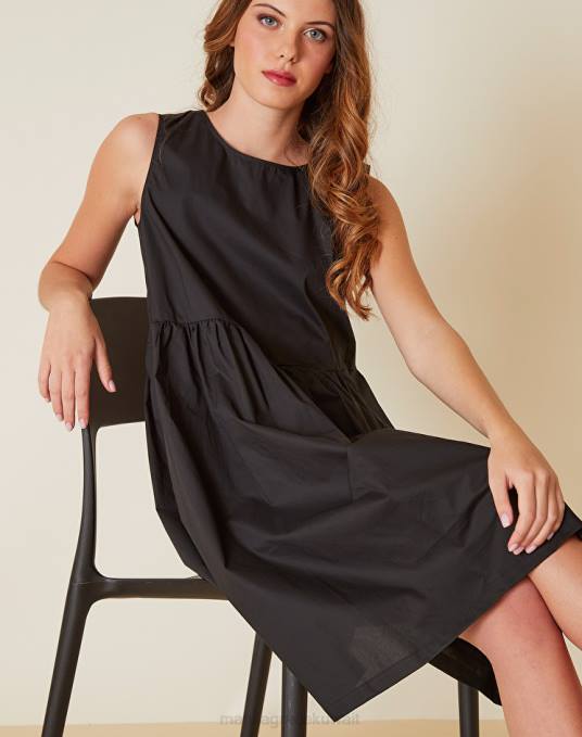 Manila Grace ملابس نحيف أسود فستان قطن قصير Z2TJ63