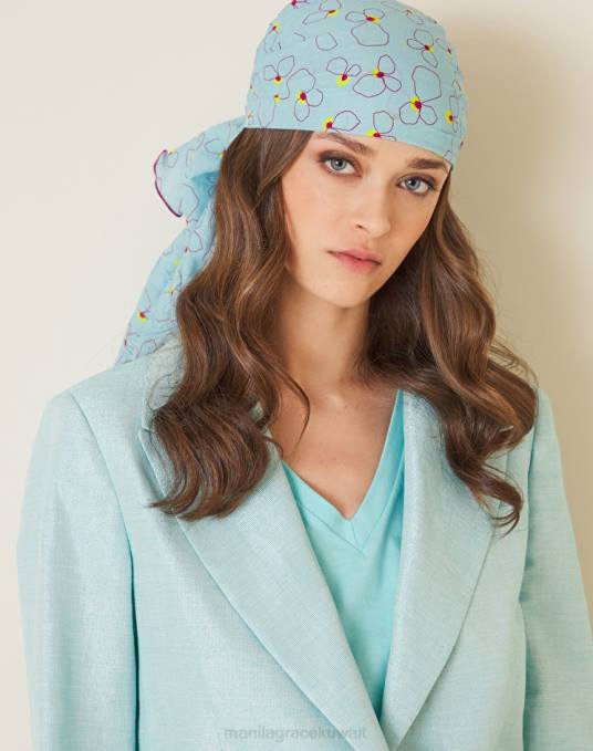 Manila Grace ملحق نحيف الفيروز وشاح أرجوحة من الفوال القطني مزين بطبعات الزهور Z2TJ640