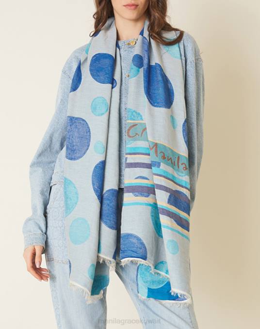 Manila Grace ملحق نحيف أزرق فاتح وشاح الجاكار Z2TJ642