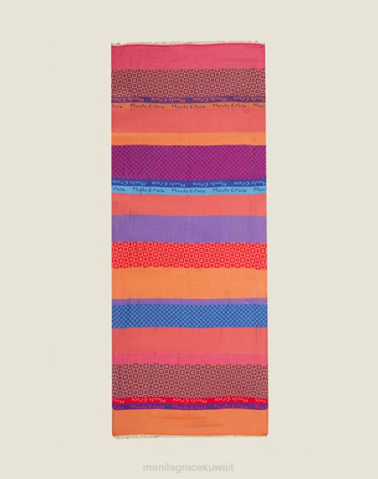 Manila Grace ملحق نحيف أحمر وشاح من مزيج المودال والفسكوز بنمط الجاكار Z2TJ644