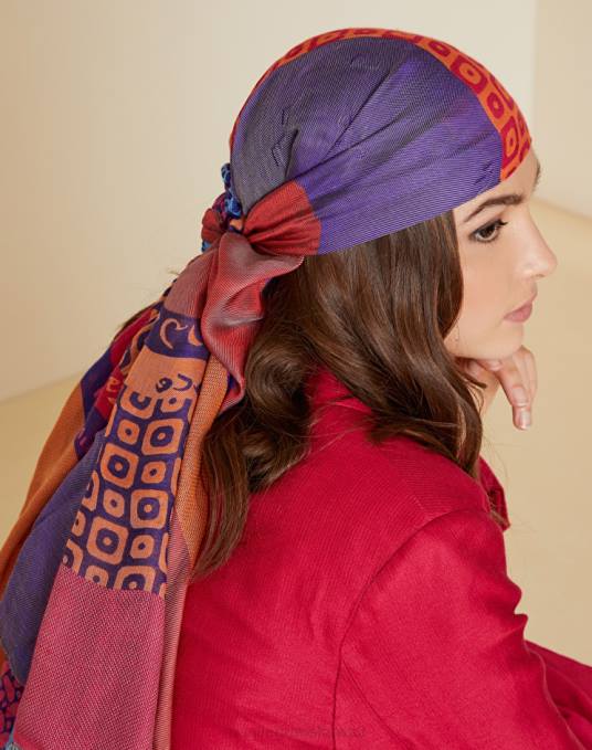 Manila Grace ملحق نحيف أحمر وشاح من مزيج المودال والفسكوز بنمط الجاكار Z2TJ644