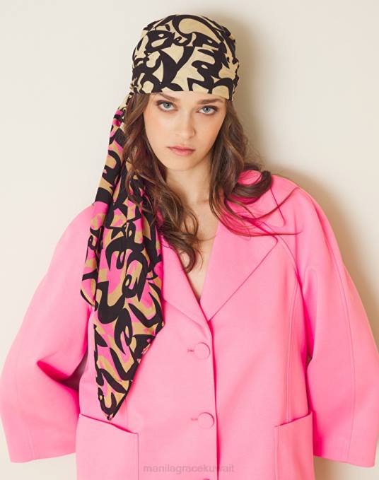 Manila Grace ملحق نحيف أسود فولار مطبوع عليه شعار الفوال Z2TJ645