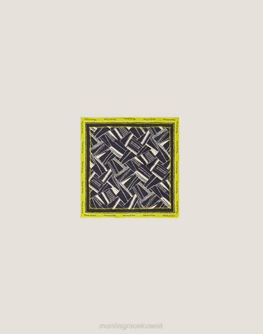 Manila Grace ملحق نحيف أسود وشاح صغير بنقش تجريدي من نسيج التويل الفيسكوز Z2TJ654