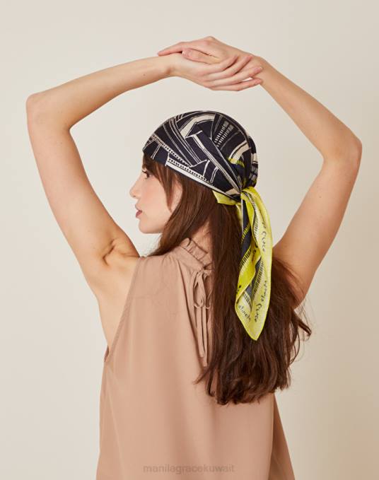 Manila Grace ملحق نحيف أسود وشاح صغير بنقش تجريدي من نسيج التويل الفيسكوز Z2TJ654