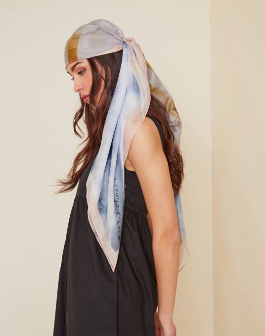 Manila Grace ملحق نحيف البيج الرملي وشاح شيفون مربع Z2TJ657