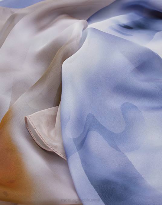 Manila Grace ملحق نحيف البيج الرملي وشاح شيفون مربع Z2TJ657