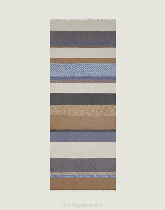 Manila Grace ملحق نحيف كاكي الأخضر وشاح من مزيج المودال والفسكوز بنمط الجاكار Z2TJ669