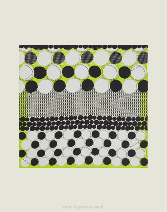 Manila Grace ملحق نحيف الأخضر الحمضي فولار فوال مربع مطبوع Z2TJ672