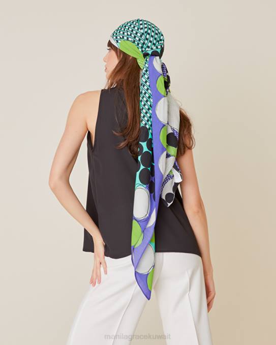 Manila Grace ملحق نحيف البنفسجي فولار فوال مربع مطبوع Z2TJ673