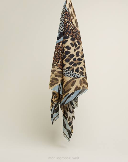 Manila Grace ملحق نحيف الكوبية فولار مربع من الفوال مع طبعة خطوط Z2TJ678