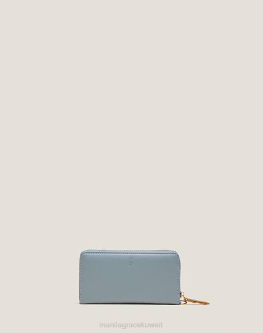 Manila Grace شنطة نحيف الغبار الأزرق الرمز البريدي حول المحفظة مع حزام Z2TJ695