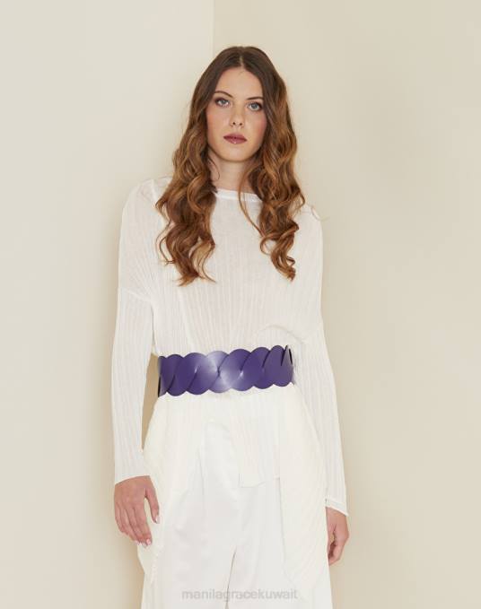 Manila Grace ملحق نحيف البنفسجي حزام عريض من الجلد الصناعي Z2TJ696