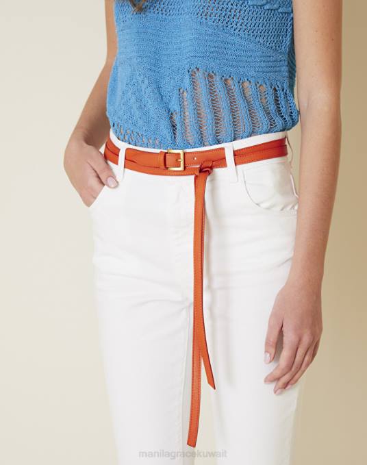 Manila Grace ملحق نحيف البرتقالي حزام جلد مزدوج Z2TJ699