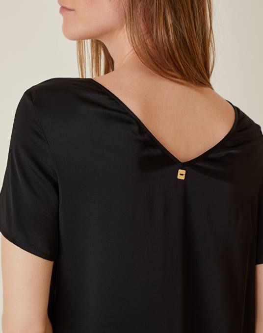 Manila Grace ملابس نحيف أسود فستان واسع من الفيسكوز Z2TJ69