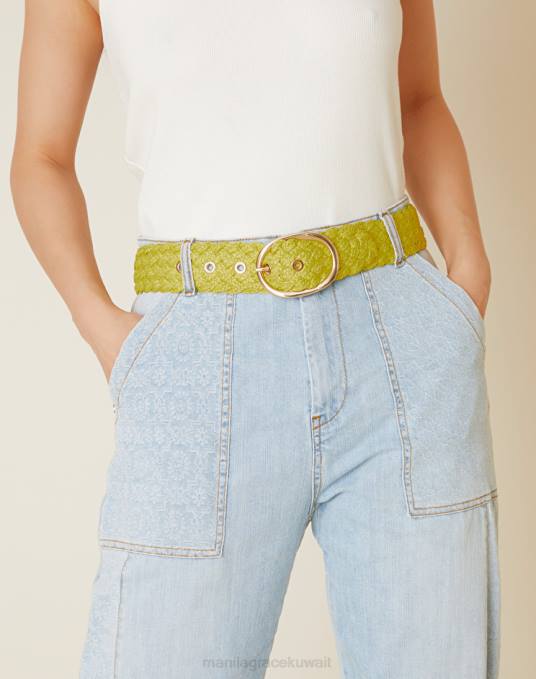 Manila Grace ملحق نحيف الأخضر الحمضي حزام الخصر المنسوج Z2TJ706