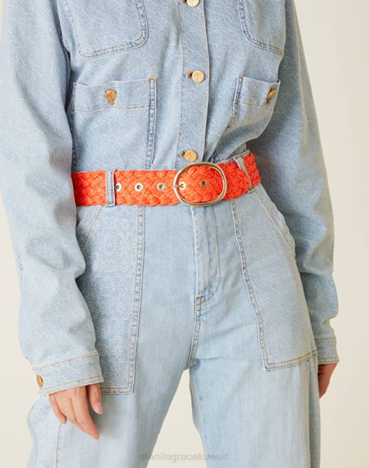 Manila Grace ملحق نحيف البرتقالي حزام الخصر المنسوج Z2TJ707