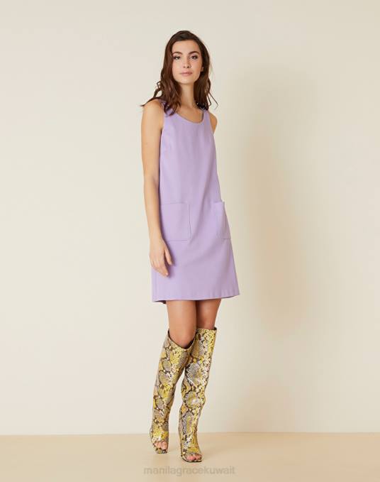 Manila Grace ملابس نحيف الخزامى فستان قصير Z2TJ74