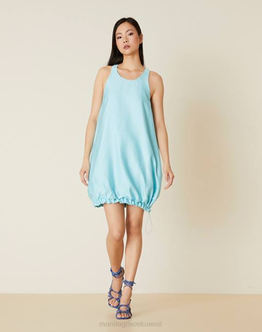Manila Grace ملابس نحيف الفيروز فستان قصير فضفاض Z2TJ78