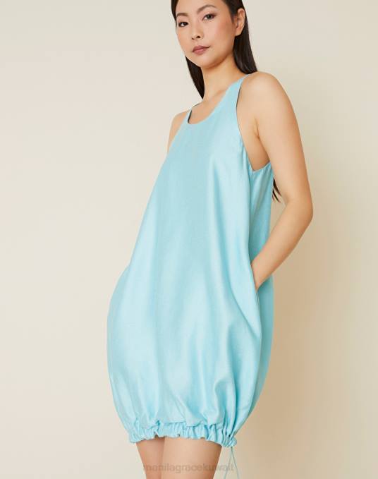 Manila Grace ملابس نحيف الفيروز فستان قصير فضفاض Z2TJ78