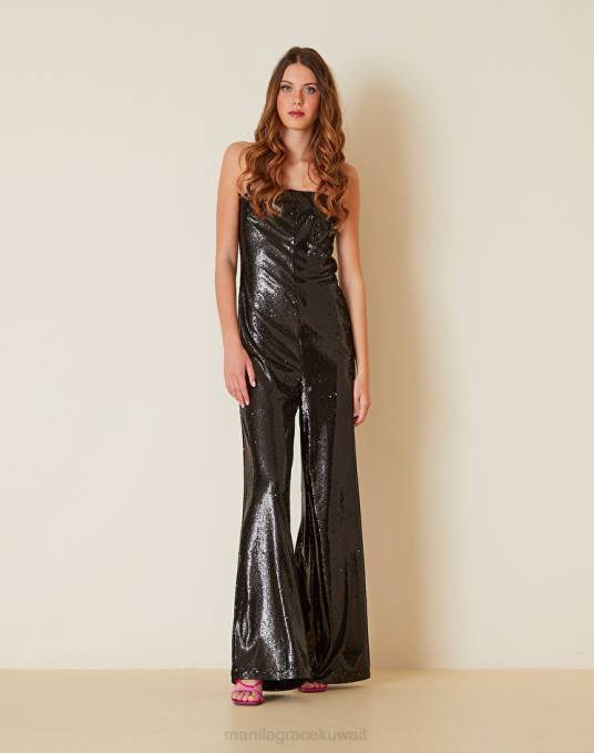 Manila Grace ملابس نحيف أسود بذلة مع الترتر Z2TJ98