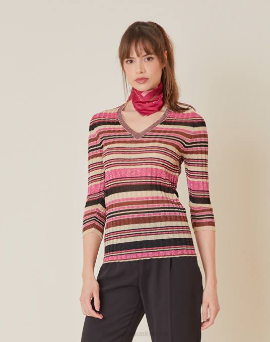 Manila Grace ملابس نحيف com.fuxia سترة برقبة على شكل حرف V مصنوعة من مزيج الفيسكوز مع اللوريكس Z2TJ151