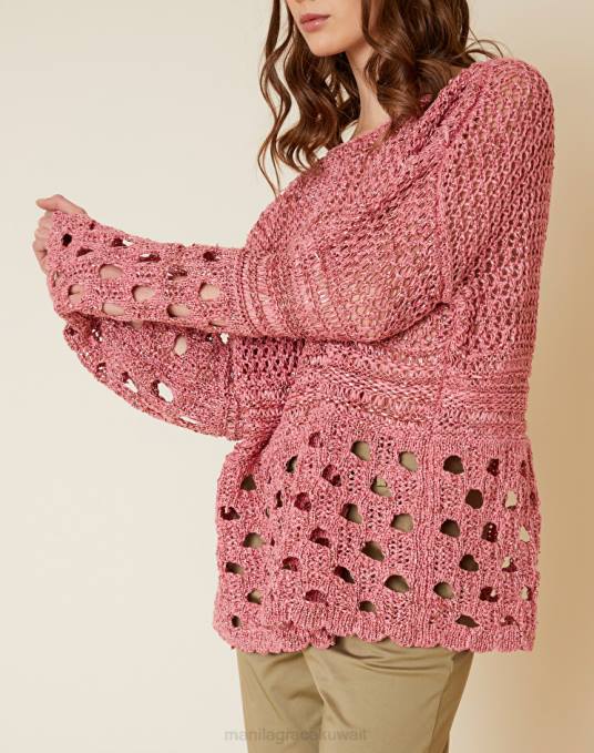 Manila Grace ملابس نحيف com.fuxia سترة كروشيه مع رقبة قارب Z2TJ138