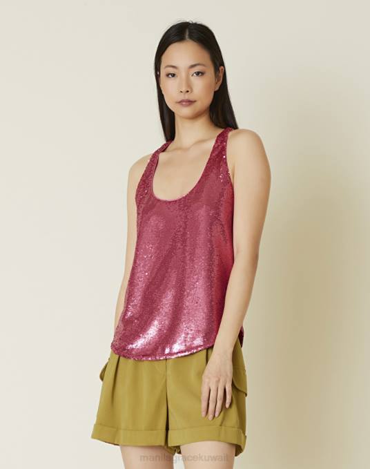 Manila Grace ملابس نحيف com.fuxia أعلى الخزان مع الترتر Z2TJ197