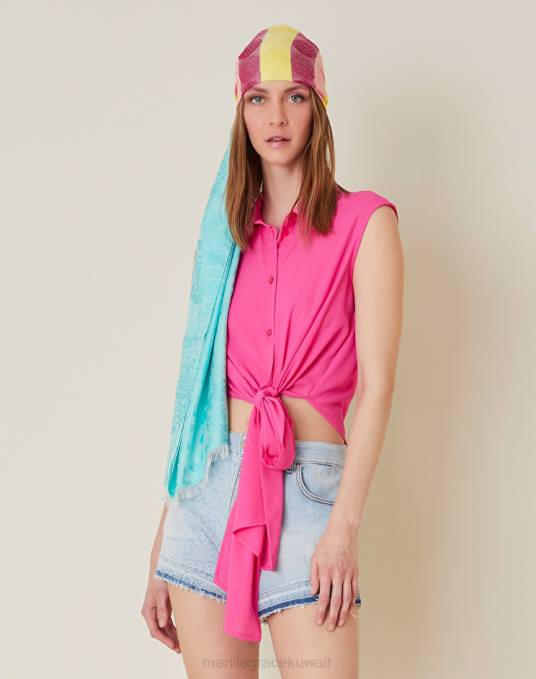 Manila Grace ملابس نحيف com.fuxia قميص ملفوف قصير Z2TJ235