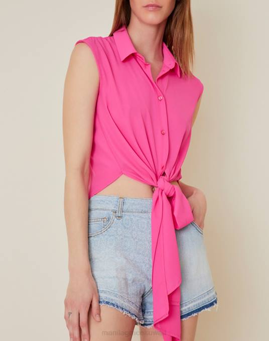 Manila Grace ملابس نحيف com.fuxia قميص ملفوف قصير Z2TJ235
