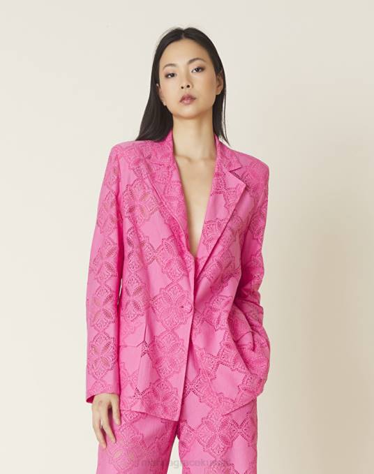 Manila Grace ملابس نحيف com.fuxia بليزر كبيرة الحجم مصنوعة من القطن المثقوب Z2TJ347