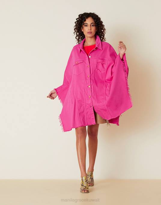 Manila Grace ملابس نحيف com.fuxia سترة كيب قطنية كبيرة الحجم Z2TJ349