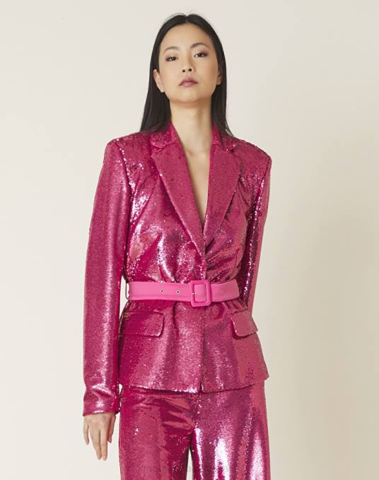 Manila Grace ملابس نحيف com.fuxia سترة مطرزة مع حزام Z2TJ350