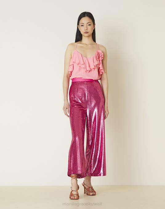 Manila Grace ملابس نحيف com.fuxia بنطال قصير مزين بالترتر Z2TJ374