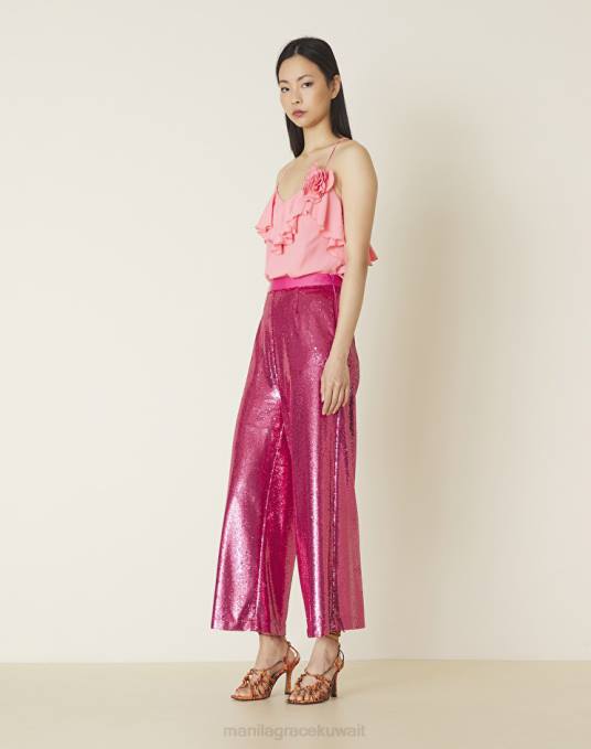 Manila Grace ملابس نحيف com.fuxia بنطال قصير مزين بالترتر Z2TJ374