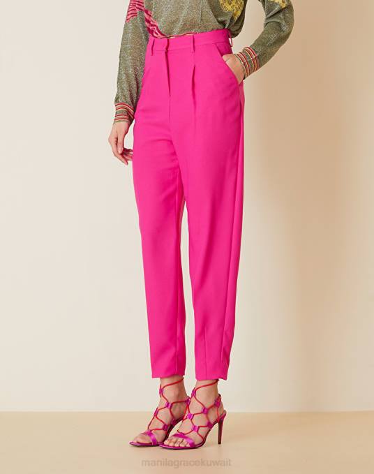 Manila Grace ملابس نحيف com.fuxia بنطلون مدبب بلون خالص Z2TJ386