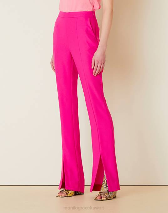 Manila Grace ملابس نحيف com.fuxia بنطلون بلون خالص مع شقوق Z2TJ388