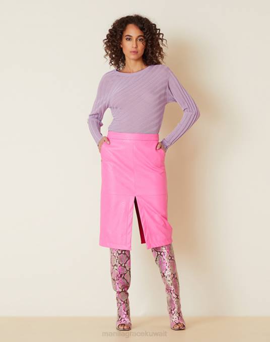 Manila Grace ملابس نحيف com.fuxia تنورة قلم رصاص من الجلد الصناعي Z2TJ404